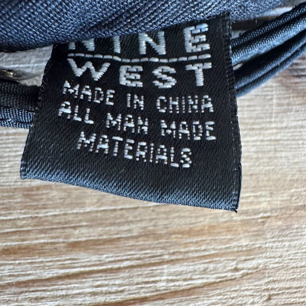 Vintage Nine West Black Fabric Double Top Handle Silver Logo Hardware Small Bag - Picture 17 of 17